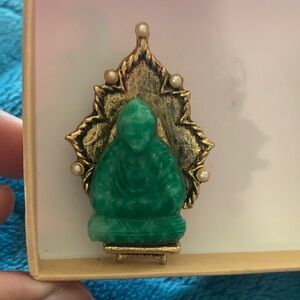Gold and Green Buddha Brooch
